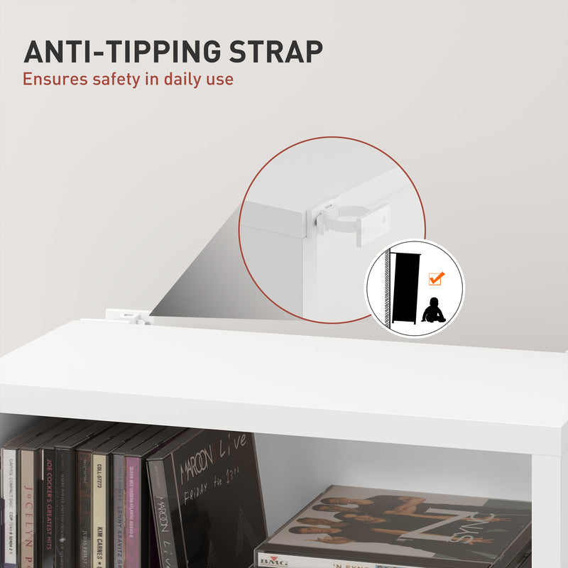 White 260 CD Storage Unit Slim Tall Media Tower Shelf for Home or Office