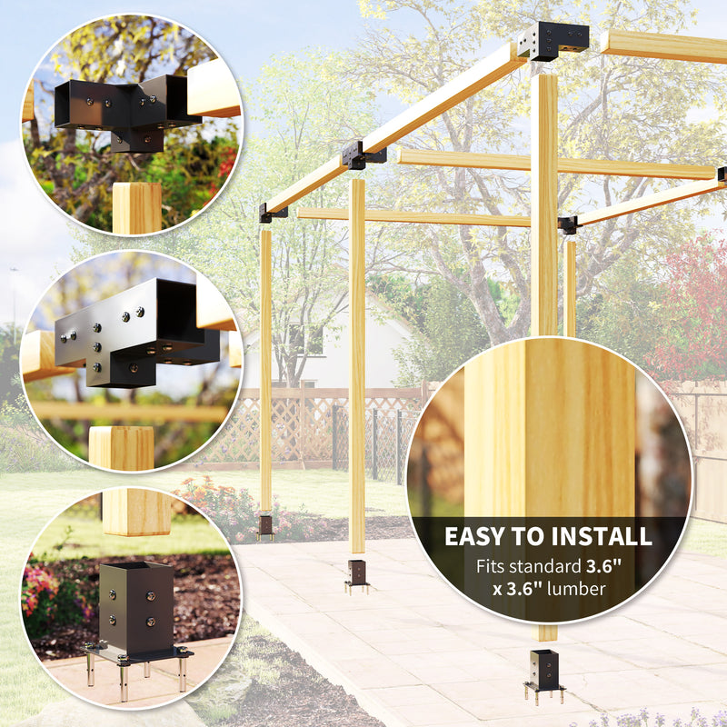 Pergola and Gazebo Bracket Kit for Easy DIY Garden Structures Metal Black AOSOM