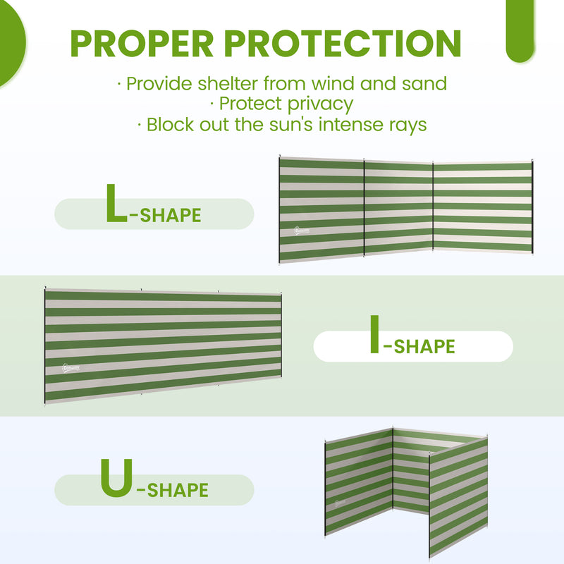 Outdoor Windbreak for Camping and Beach Shelter with Steel Poles and Carry Bag Army Green