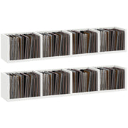 Wall Mounted Media Storage Rack Set Holds 84 CDs or 56 DVDs 4 Cube Shelves White