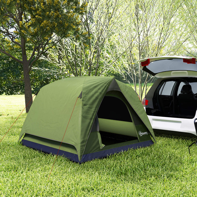 3 Person Waterproof Camping Tent With Mesh Windows And Groundsheet Olive Green