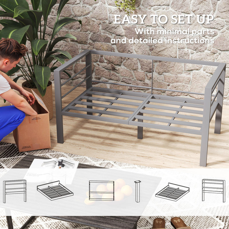 Grey Two Seater Aluminium Garden Sofa Weather Resistant by Outsunny