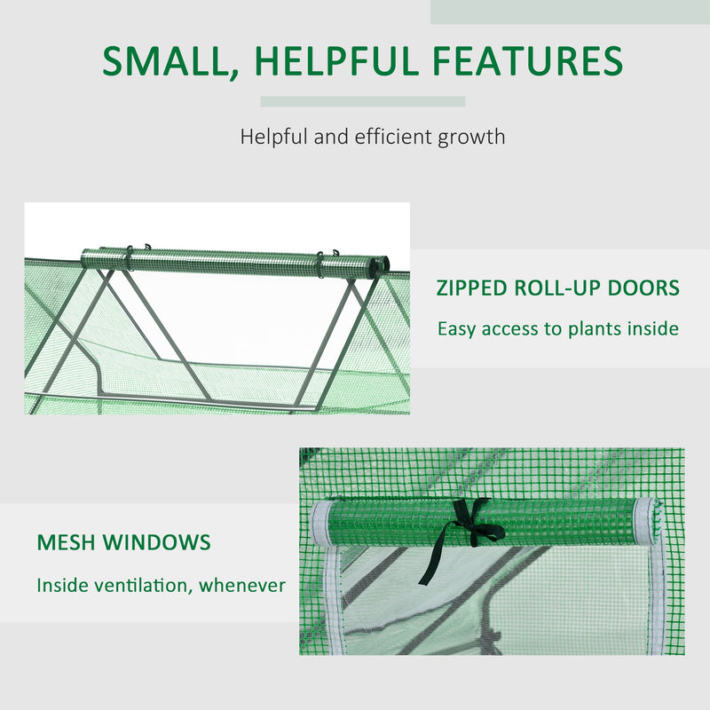 Portable Mini Greenhouse With Zipped Door and Windows For Garden Plants, Dark Green