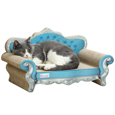 Light Blue 2-in-1 Cat Scratcher with Catnip for Indoor Cats by PawHut