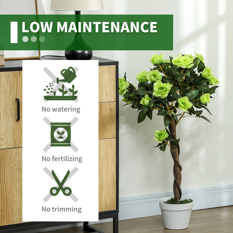 Set of Two Artificial Rose Trees Indoor Outdoor Decorative Plants Green by Outsunny