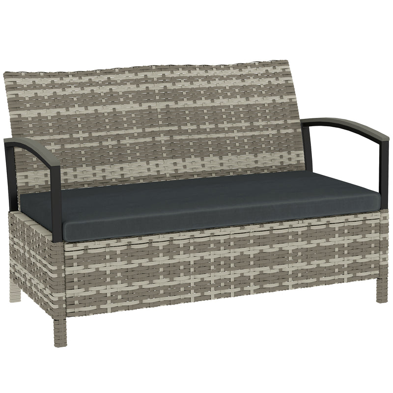 Garden Storage Bench with 125L Hidden Compartment and Padded Seat for Two Dark Grey Outsunny