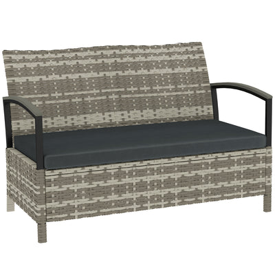 Garden Storage Bench with 125L Hidden Compartment and Padded Seat for Two Dark Grey Outsunny