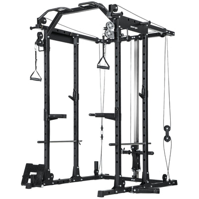 Cable Crossover Machine with Lat Pull Down for Full Body Strength Training Grey AOSOM