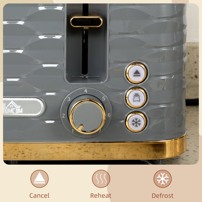 Grey Four Slice Toaster with Rippled Design for Even Browning by HOMCOM