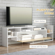 White and Natural TV Cabinet with Wall Shelf for 65 Inch Wall Mounted or 40 Inch Standing TVs