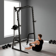 Home Gym Power Cage with 15 Level Squat Rack and Pulley System for Strength Training Black AOSOM