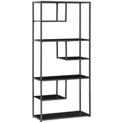 7 Tier Industrial Bookcase With Open Shelves For Living Room Or Office Storage Black AOSOM