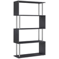 Black 5 Tier S Shape Bookcase Modern Freestanding Shelf For Home Office Or Living Room