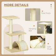 Cat Tree Tower with Scratching Post and Rest Pad for Indoor Cats 72cm Height Cream White