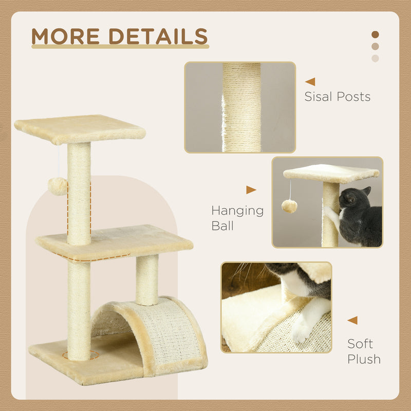 Cat Tree Tower with Scratching Post and Rest Pad for Indoor Cats 72cm Height Cream White