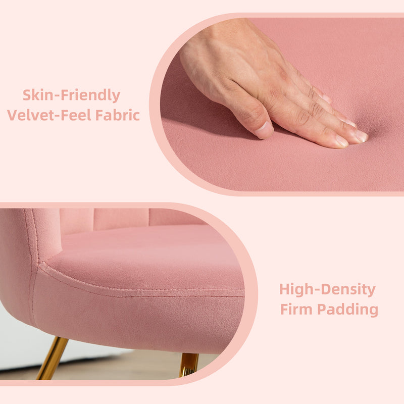 Pink Velvet Feel Lotus Petal Accent Chair With Gold Legs Elegant Design by HOMCOM