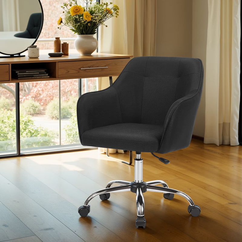 Cotton Linen Fabric Accent Office Chair for Home Study with Padded Seat by Songmics