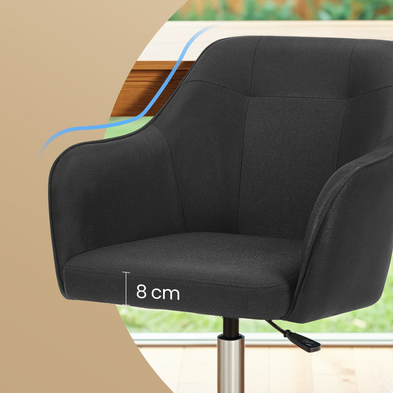 Cotton Linen Fabric Accent Office Chair for Home Study with Padded Seat by Songmics