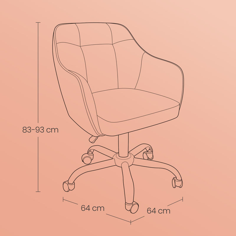 Velvet Office Chair with Comfy Accent Design for Home Study or Workspace by Songmics
