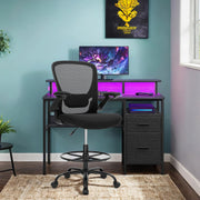 Ergonomic Mesh Drafting Chair with Flip Up Armrests for Standing Desk Comfort by Songmics