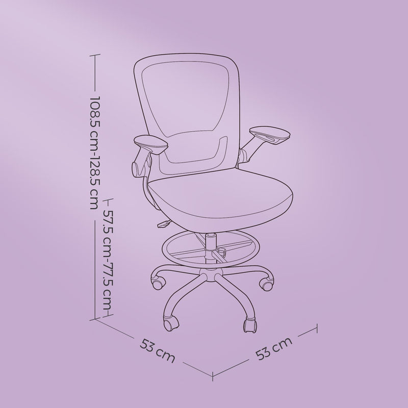 Ergonomic Mesh Drafting Chair with Flip Up Armrests for Standing Desk Comfort by Songmics