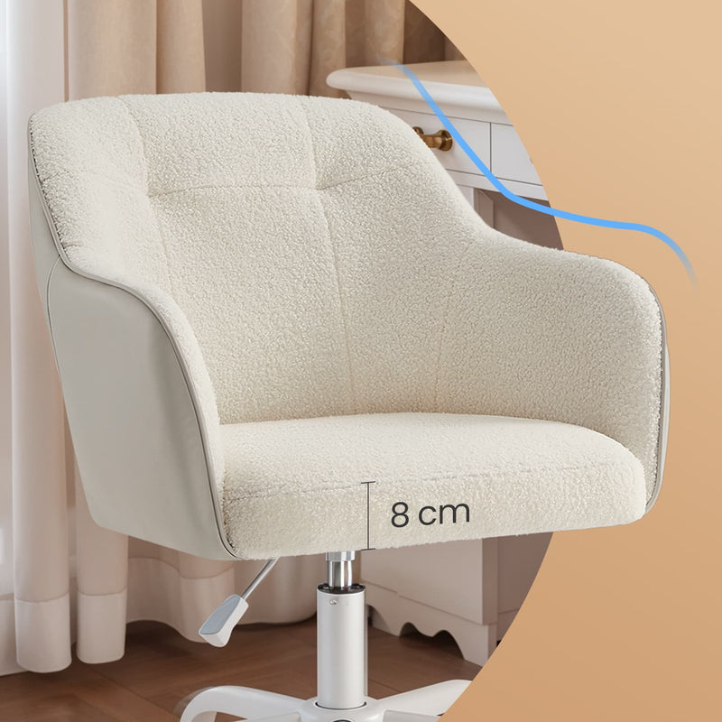 Sherpa Fleece Ergonomic Swivel Office Chair with Adjustable Height and Lumbar Support by Songmics