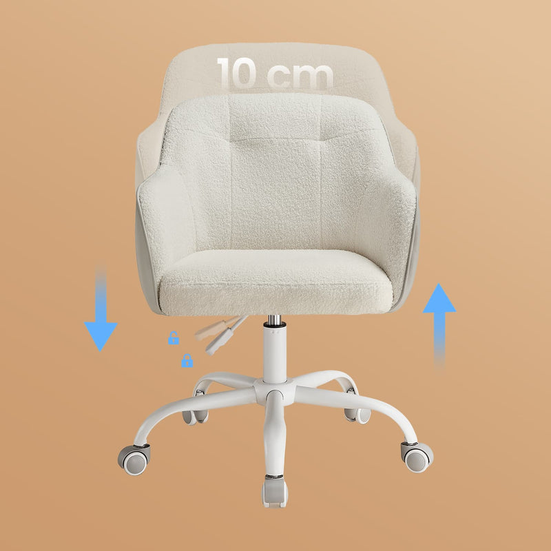 Sherpa Fleece Ergonomic Swivel Office Chair with Adjustable Height and Lumbar Support by Songmics