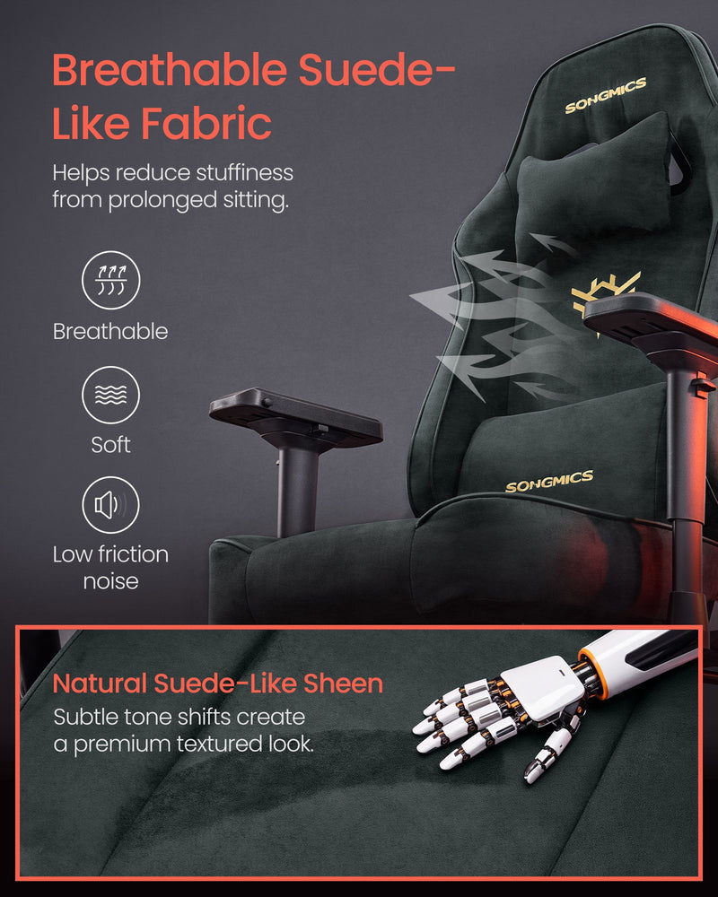 Detail of the 4D adjustable armrest mechanism on the gaming chair