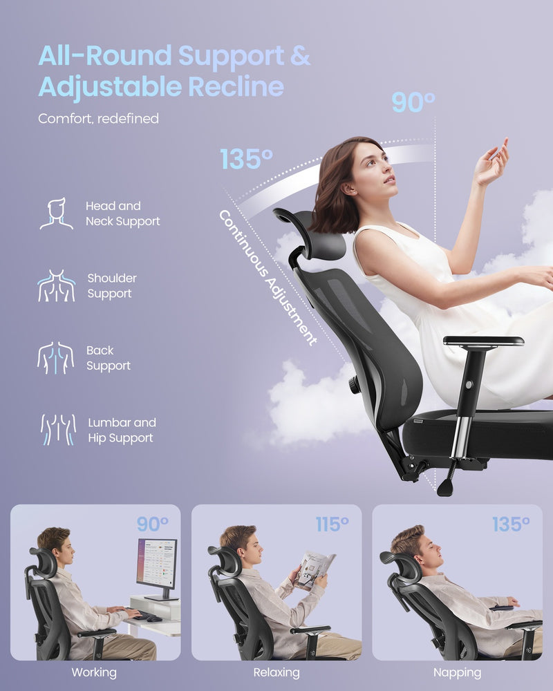 Ergonomic Office Chair with Adjustable Mesh Backrest by SONGMICS Songmics