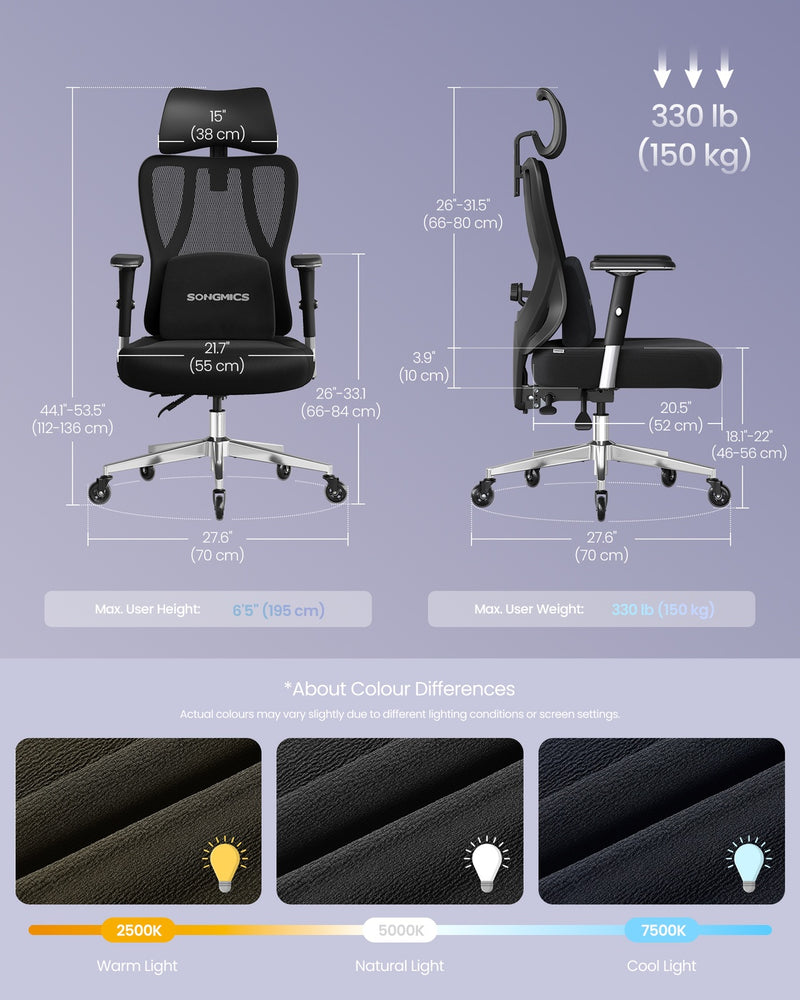 Ergonomic Office Chair with Adjustable Mesh Backrest by SONGMICS Songmics