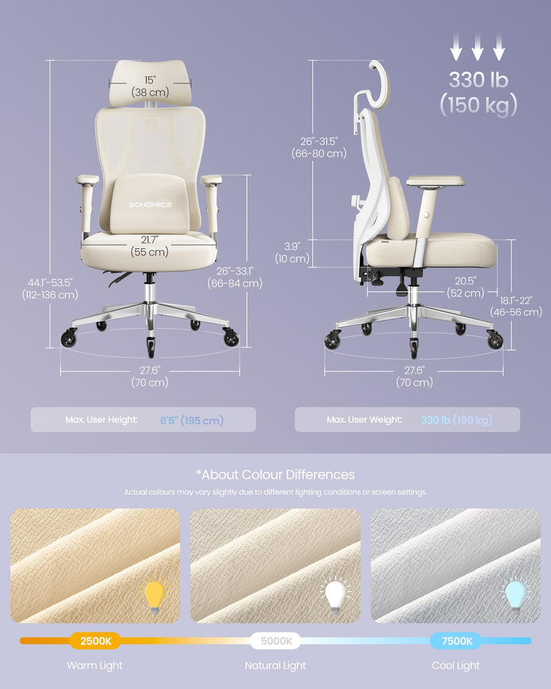 Ergonomic Office Chair with Adjustable Features and Mesh Back by SONGMICS Songmics