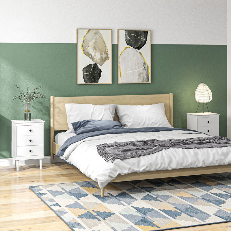 Set of 2 Modern Bedside Tables with 3 Drawers Ideal for Bedroom Storage White