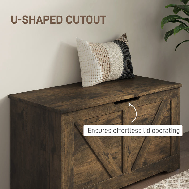 100L Storage Trunk with Safety Hinges Ideal for Home Organisation Rustic Brown 80x40x45 cm