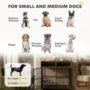 Dog Crate Side Table with Rotating Feeding Station for Medium Dogs Rustic Brown Black AOSOM