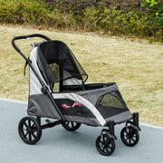 Easy Folding Pet Stroller for Large Dogs with Shock Absorb Frame and Safety Brakes by PawHut AOSOM