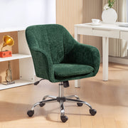 Dark Green Velvet Swivel Office Chair with Padded Seat and Adjustable Height Support