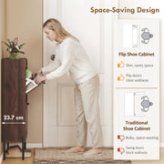 Shoe Cabinet with 2 Flip Drawers for Narrow Hallways Holds 16 Pairs, Dark Brown Homcom