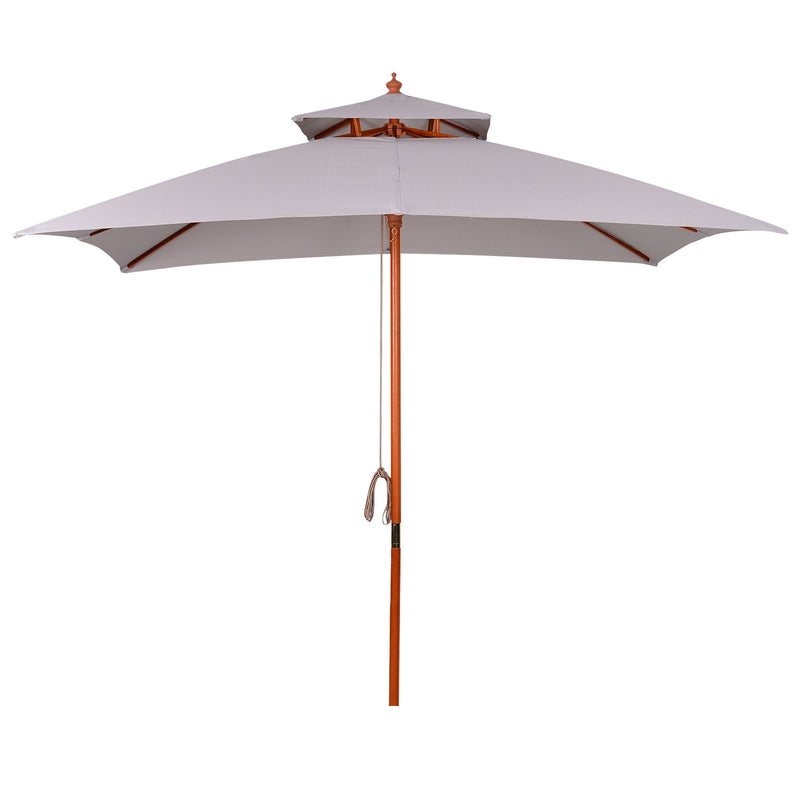Grey 3 x 3m Garden Umbrella Large Outdoor Parasol with Double Tier Canopy by Outsunny