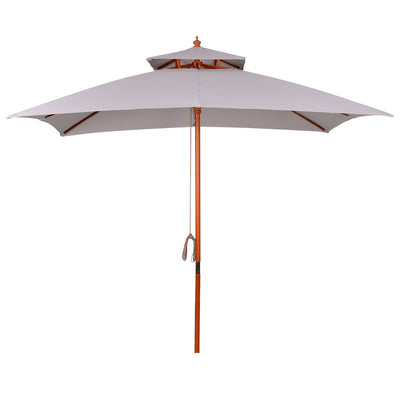 Grey 3 x 3m Garden Umbrella Large Outdoor Parasol with Double Tier Canopy by Outsunny