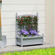 Wooden Raised Garden Planter With Trellis For Climbing Plants Indoor Outdoor Grey Outsunny