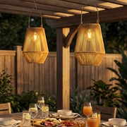 Outdoor Rattan Solar Lanterns Set of 2 for Easy Warm Garden Lighting Brown Outsunny