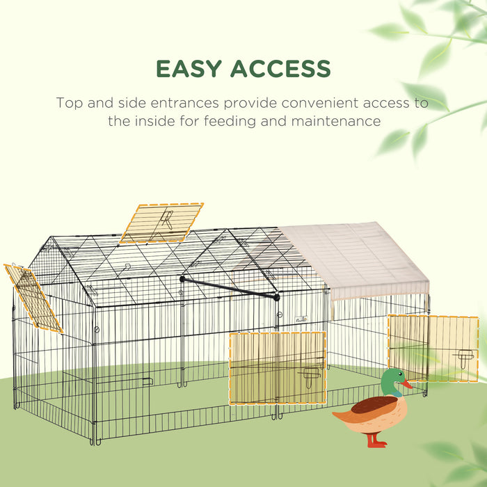 Large Metal Rabbit Run and Guinea Pig Playpen 220 cm Pet Cage in Beige by PawHut
