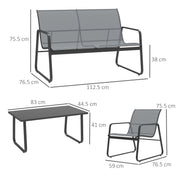 4 Piece Garden Furniture Set Light Grey Patio Sofa Set With Glass Table by Outsunny