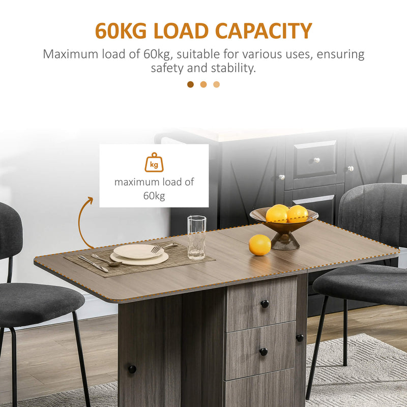 Drop Leaf Dining Table With Storage For 6 People Space Saving Design Grey