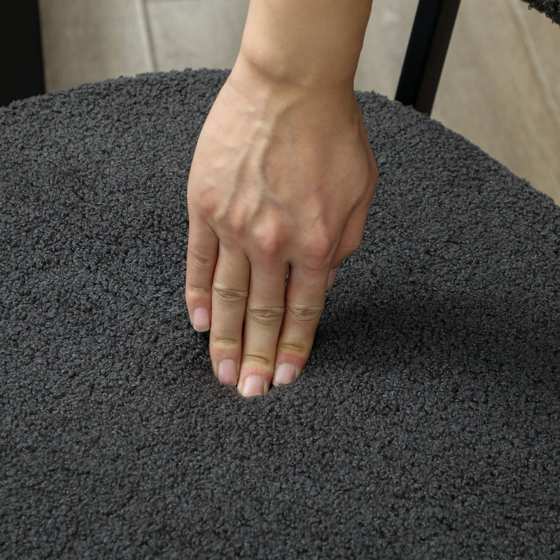 Set of 4 Black Boucle Dining Chairs with Padded Seat and Metal Legs for Modern Homes