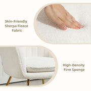 Set of Two Cream Sherpa Fleece Dining Chairs with Gold Legs by HOMCOM