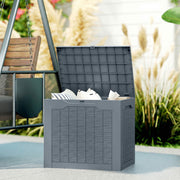 93L Outdoor Garden Storage Box With Handles Waterproof Plastic Trunk Container Light Grey