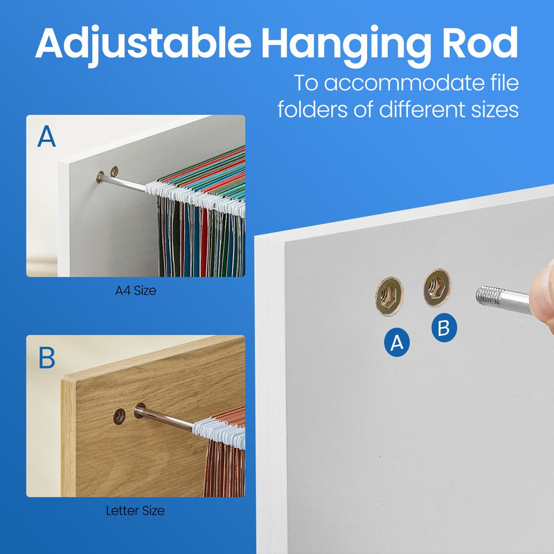 Mobile Filing Cabinet with 2 Drawers and A4 Hanging Rail for Home Office by Vasagle