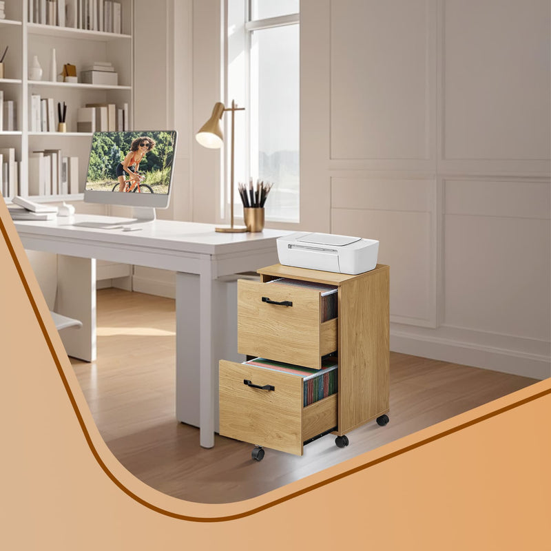 Rolling Filing Cabinet with 2 Drawers and A4 Hanging Rail for Home Office by Vasagle
