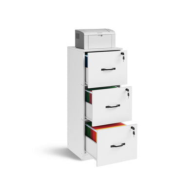 White 3 Drawer File Cabinet with Lock and Smooth Wheels for Home Office by Vasagle